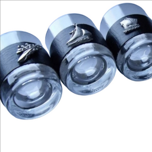 Reims Leather Wrapped Nautical Shot Glasses  Set of 6 Made in France Vintage New